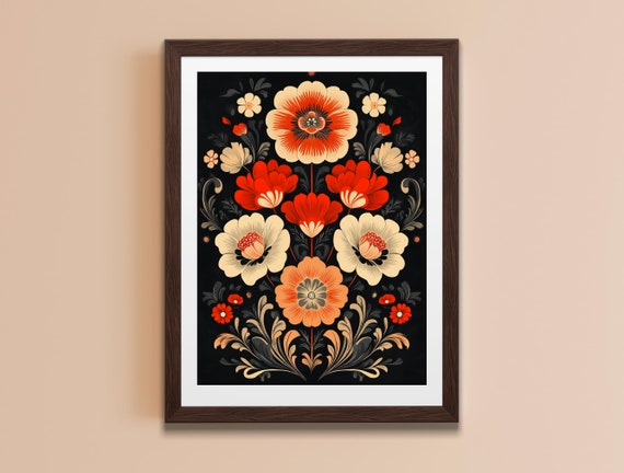 Maximalist Art Print Colorful Floral Wall Decor Bold Flower Wall Art Dcor For Living Room Bedroom Vibrant Wall Decoration