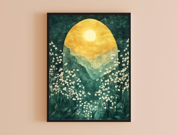 Boho Sun Lillies Wall Decor Boho Flowers Print Abstract Flower Art Floral Gallery Wall Art For May Taurus Birthday