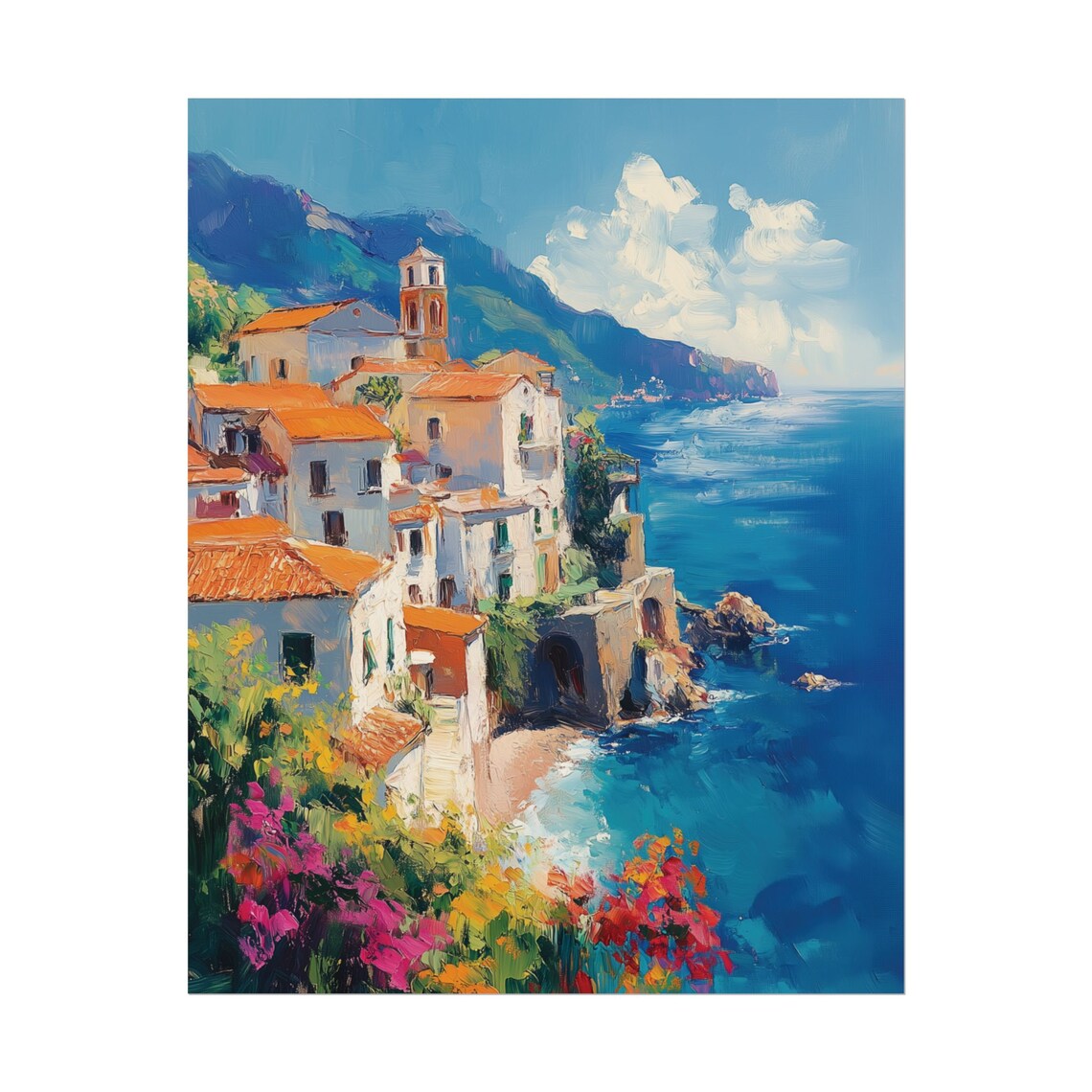 Amalfi Coast Italy Seaside Village Cliffside View Mediterranean Travel Poster - Image 2
