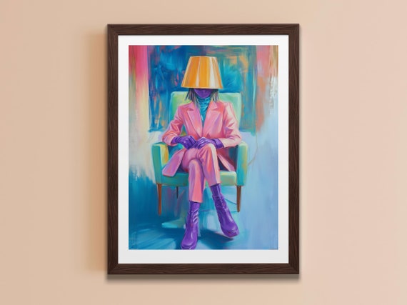 Preppy Room Decor Whimsical Art Print Maximalistic Wall Art For College Dorm Living Room Bold Home Office Decor