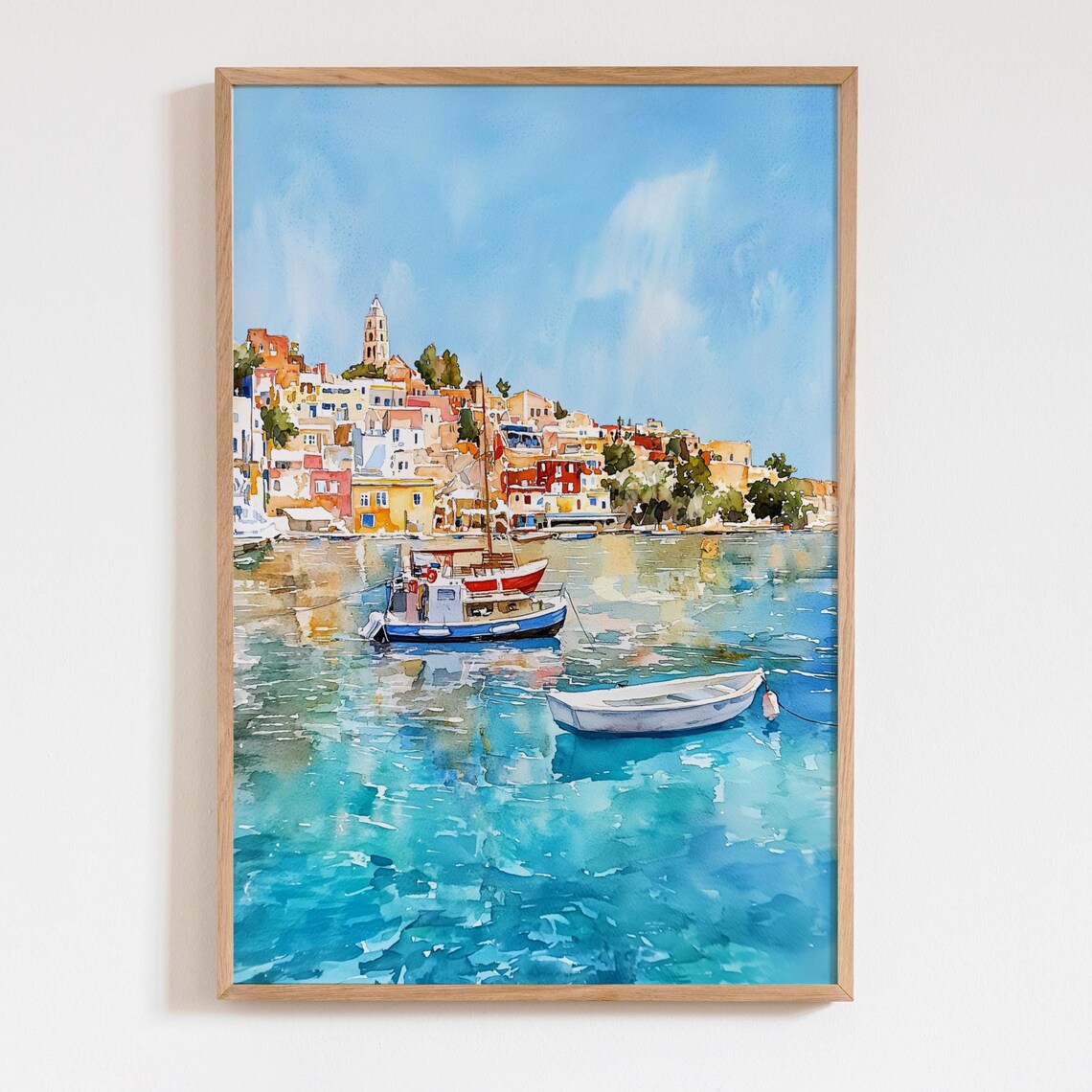 Symi Island Greece Watercolor Travel Poster