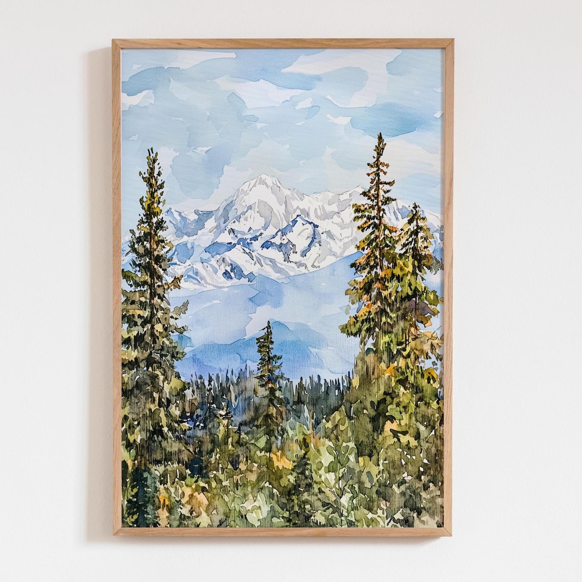 Denali National Park Watercolor Print, Alaska Travel Poster