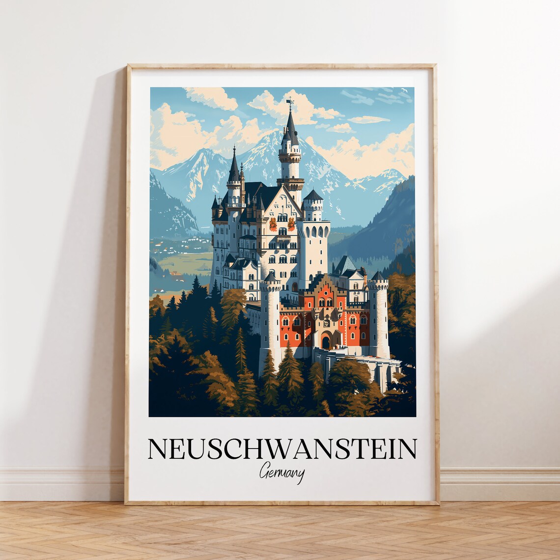 Neuschwanstein Castle Germany Bavarian Alps Fairytale Poster
