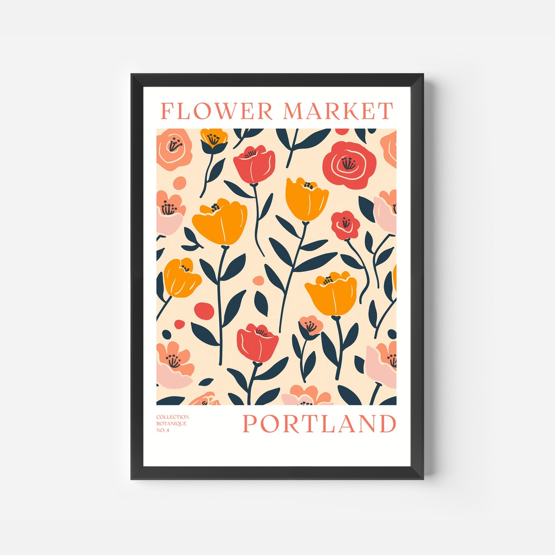 Portland Flower Market Retro Botanical Floral Pattern Art Poster - Image 2