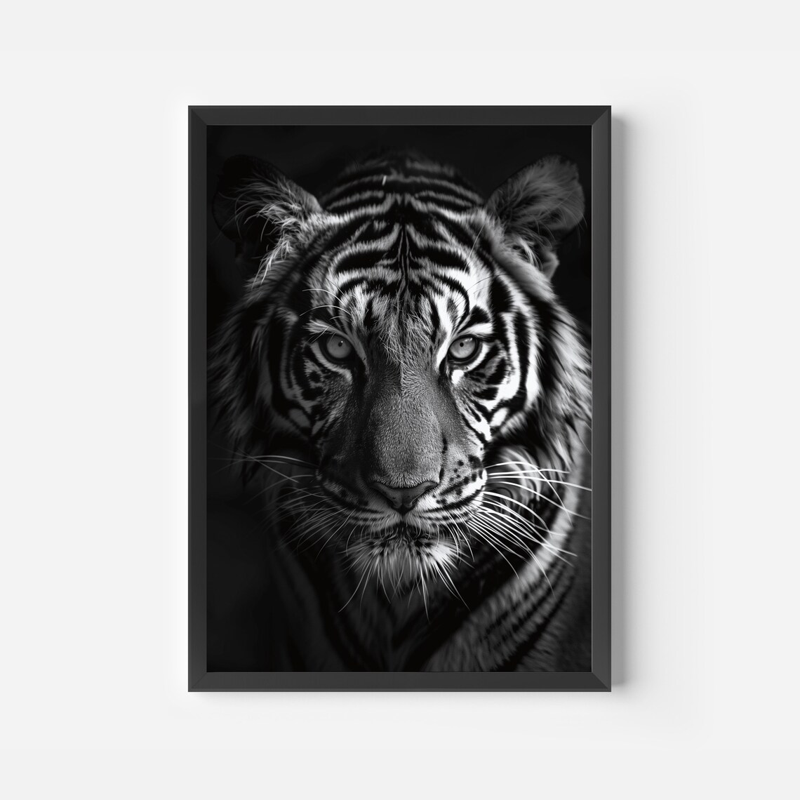 Tiger Black and White Wild Animal Portrait Photography Art Poster - Image 2