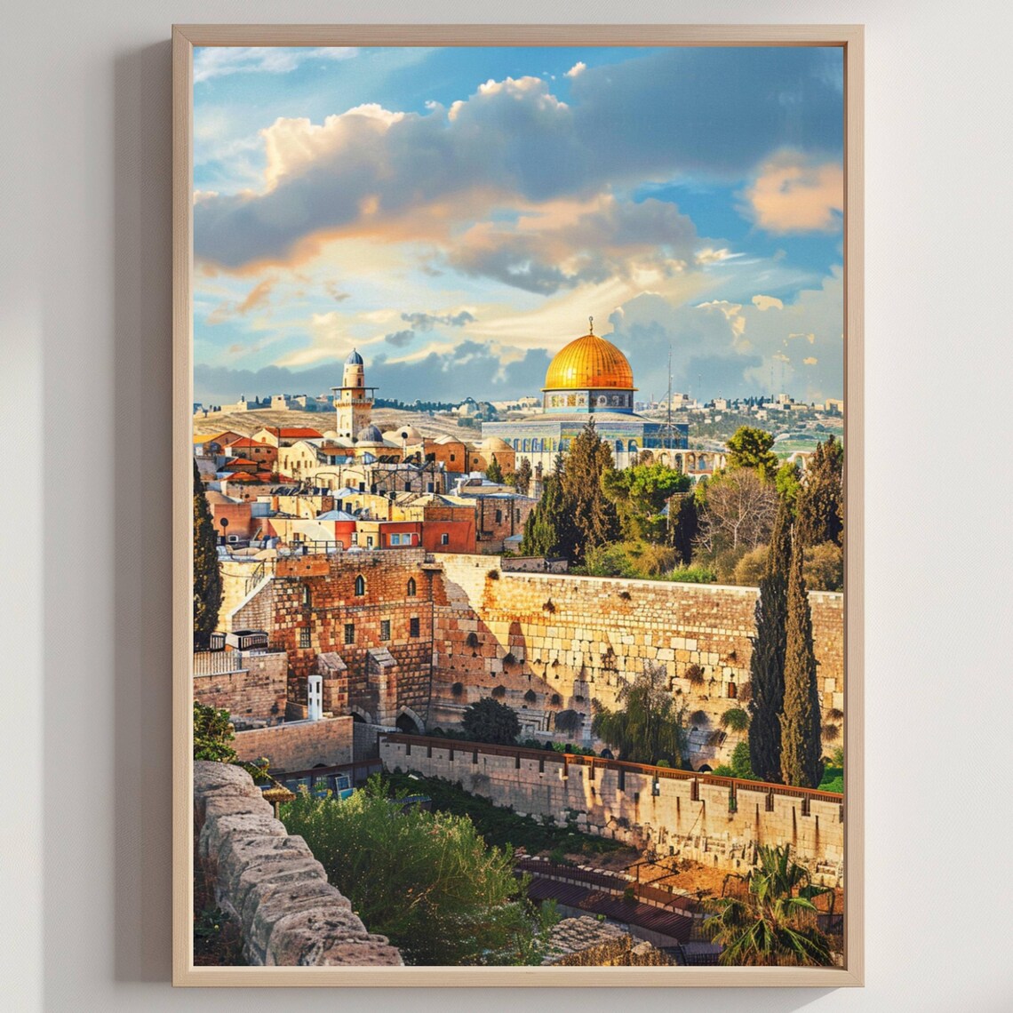 Jerusalem Dome of the Rock Golden Hour Old City Skyline View Poster