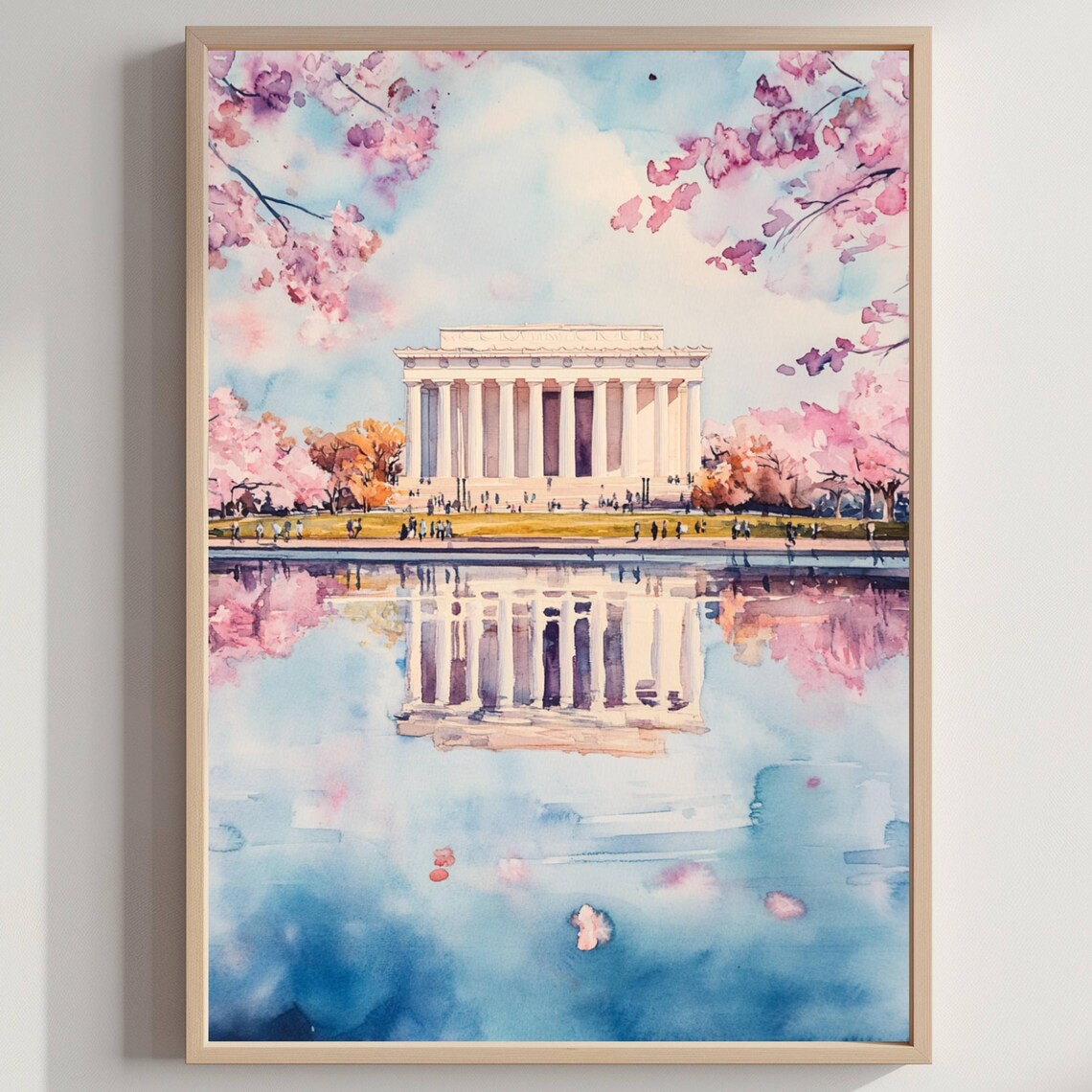 The Lincoln Memorial Washington DC Watercolor Travel Poster