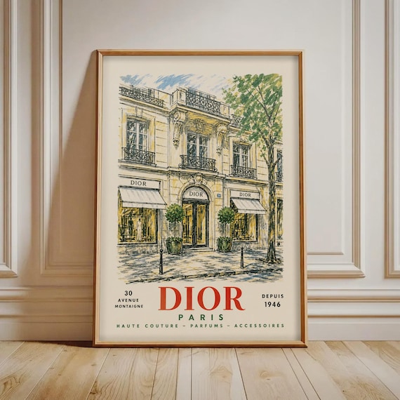 Dior 30 Avenue Montaigne Paris 1946 Vintage French Fashion Poster