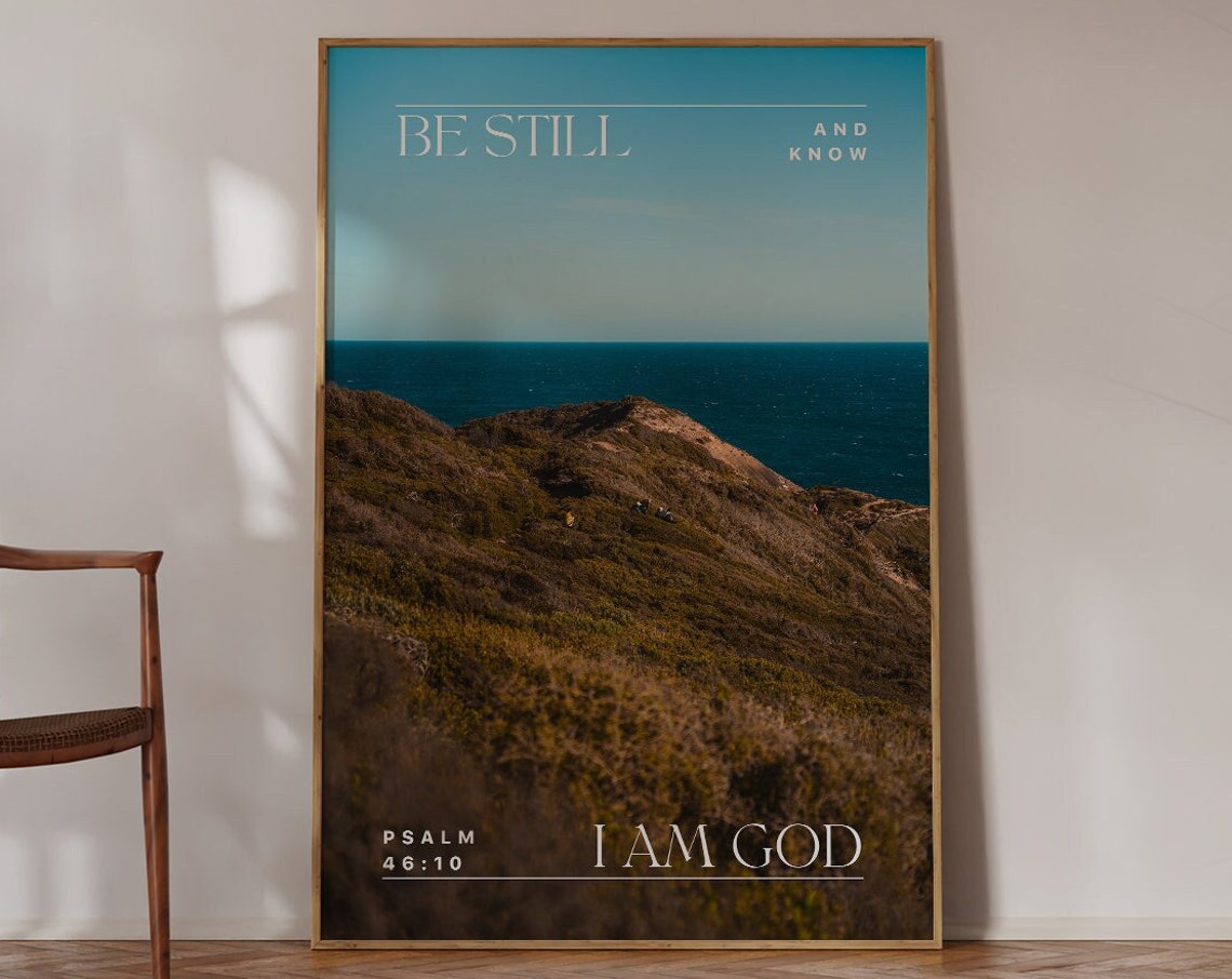 Be Still and Know Psalm 46 Ocean Coast Christian Photo Poster