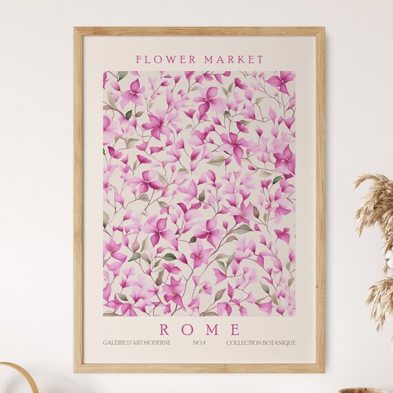 Flower Market Rome Poster Bougainvillea Plant Art Purple Flower Print Matisse Wall Art Colorful Botanical Artwork Floral Wall Decor