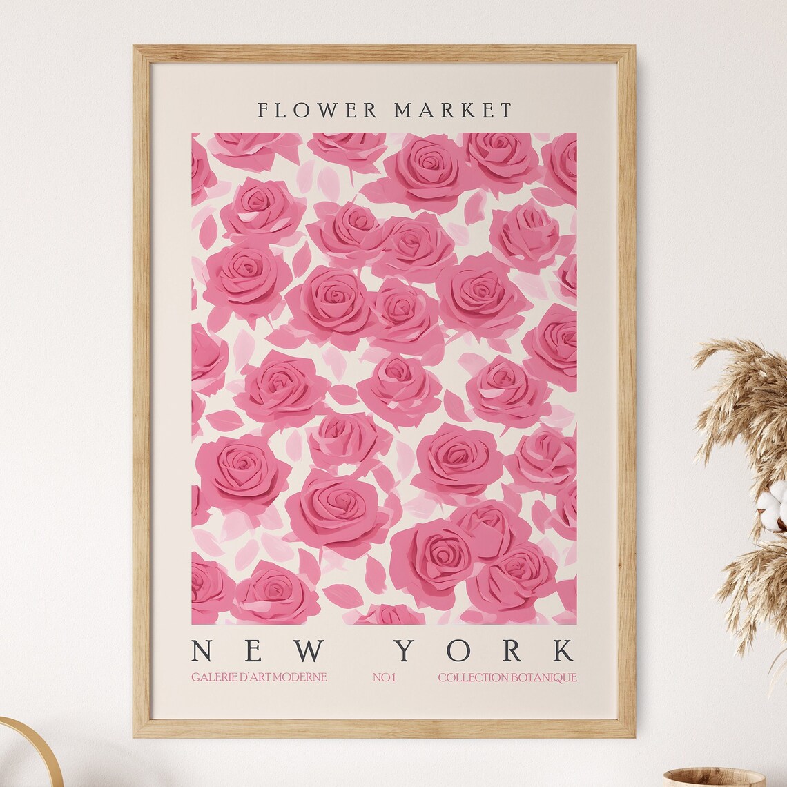 Flower Market New York Pink Roses Matisse Style Floral Art Poster