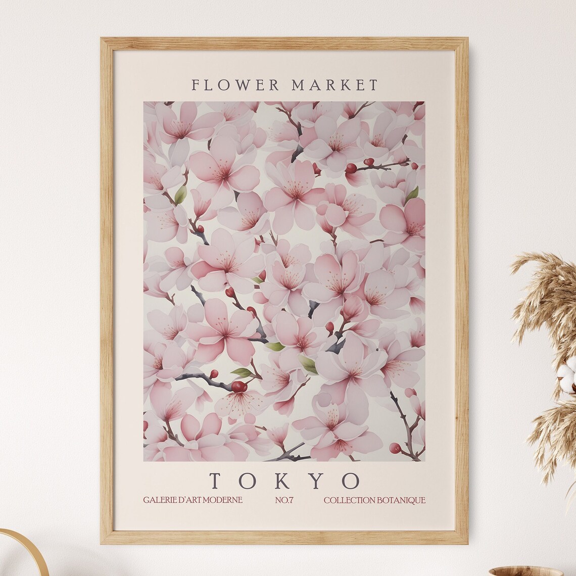 Cherry Blossom Flower Market Poster Print, Tokyo Retro