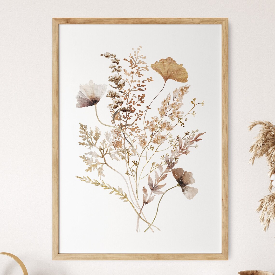 Wildflowers Bouquet Watercolor Boho Botanical Art Print