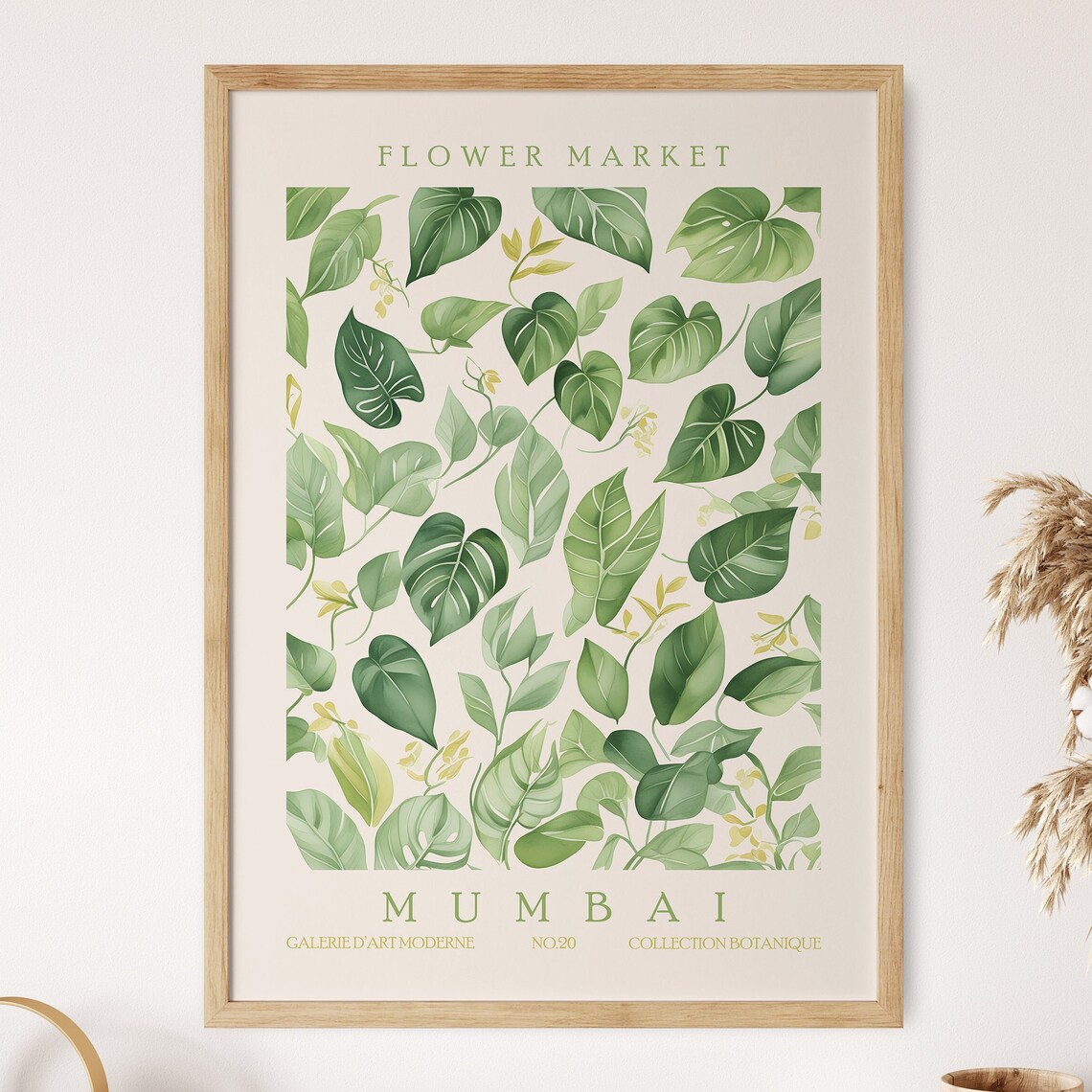 Flower Market Mumbai Green Leaves Botanical Leafy Decor Poster