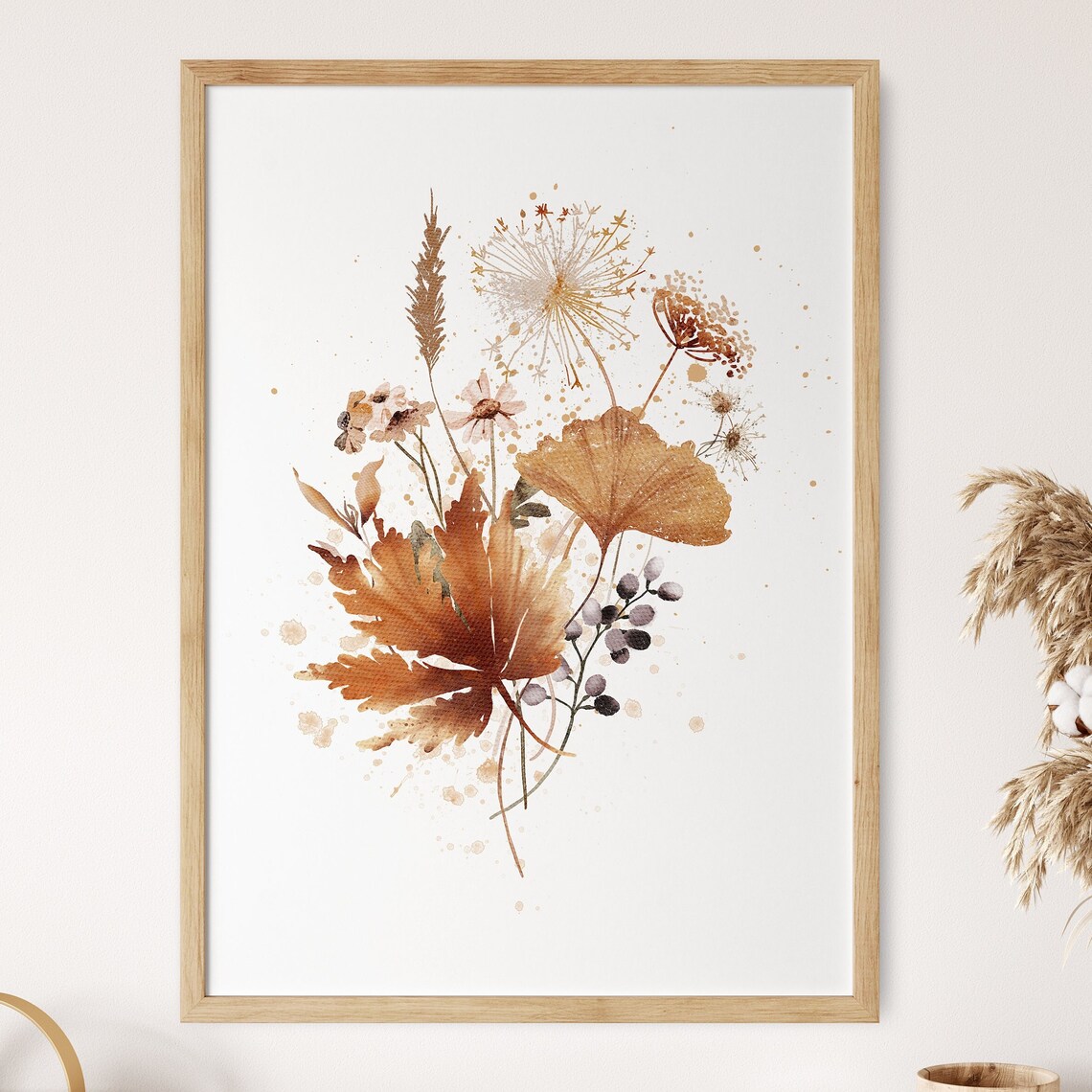 Watercolor Fall Flower Boho Botanical Art Print