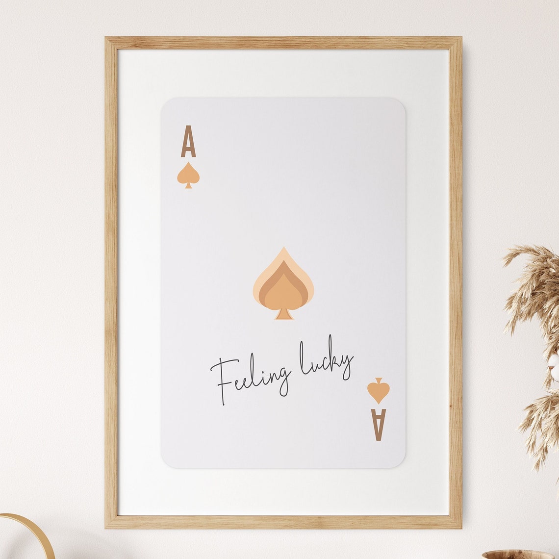 Feeling Lucky Ace Of Spades Beige Playing Card Trendy Poster