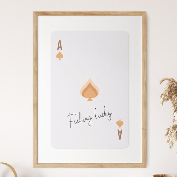 Ace Of Spades Poster Feeling Lucky Print Playing Card Trendy Wall Art Retro Bar Cart Art Preppy Artwork Funky Room Decor