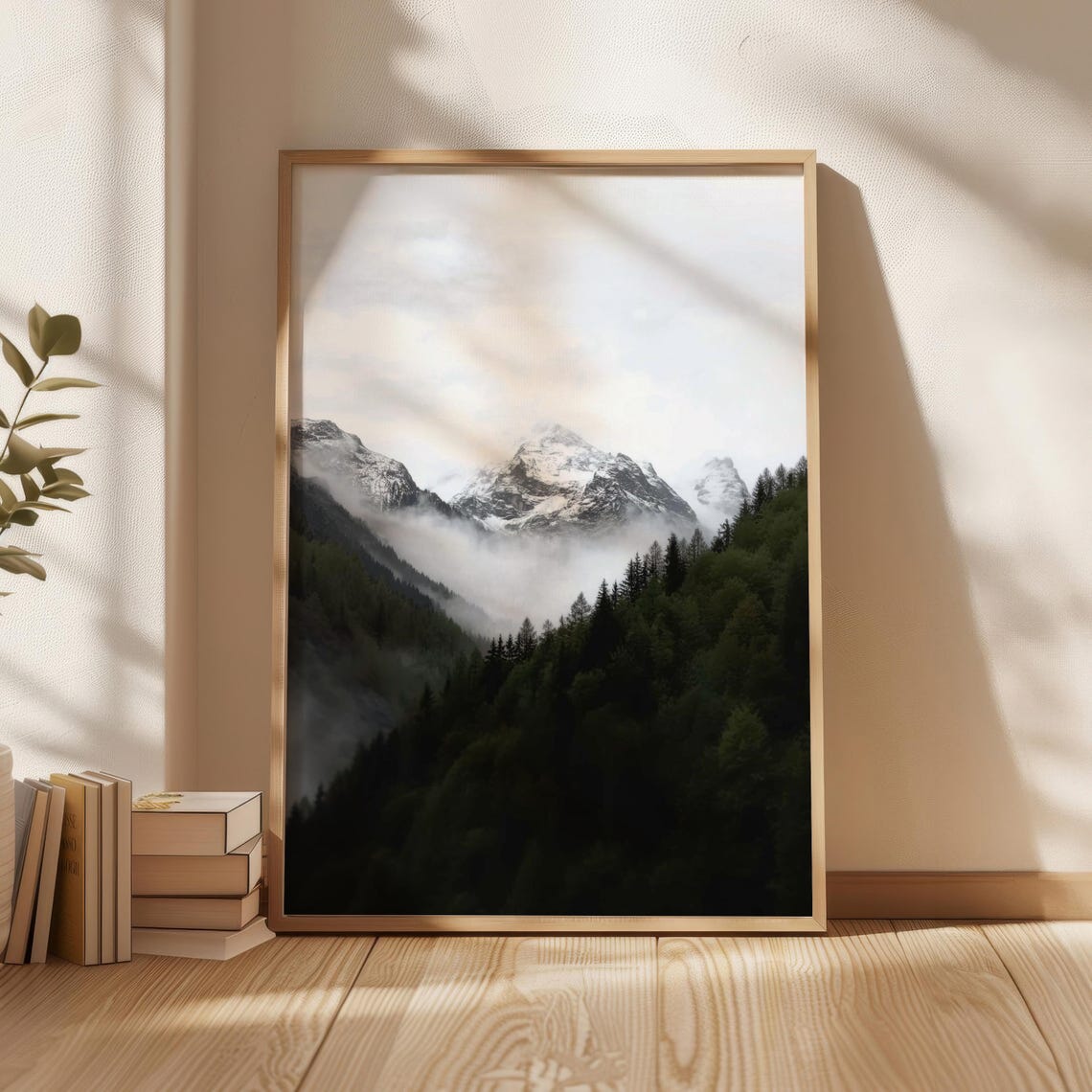 Misty Snow Capped Alpine Peaks Mountain Photo Art Print Decor