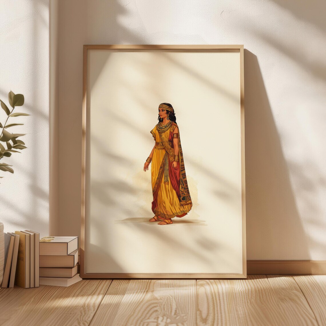 Egyptian Royal Woman Gold Red Gown Full Figure Antique Portrait Poster