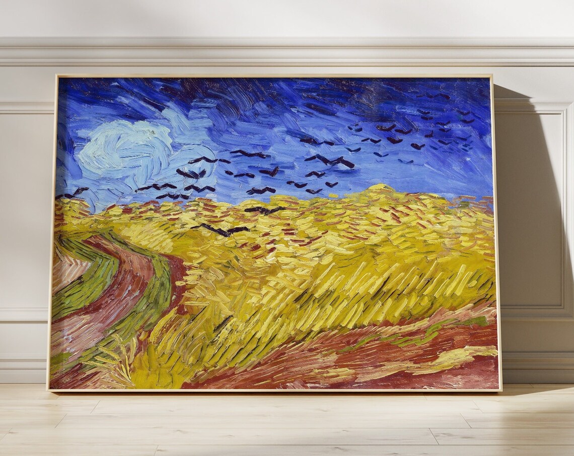 Van Gogh Wheatfield with Crows Deep Blue Sky Golden Field Print