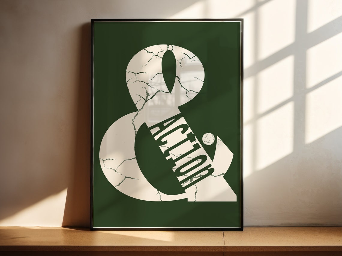 Action Ampersand Typography Green Cream Modern Wall Decor Poster - Image 3