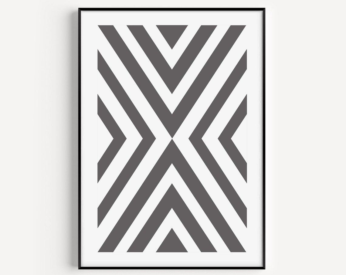 Gray Chevron Zigzag Geometric Pattern Minimalist Scandinavian Poster