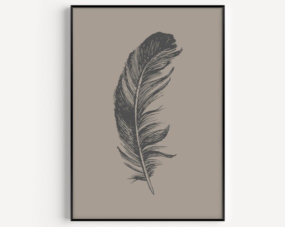 Minimalist Feather Print, Scandinavian Wall Art
