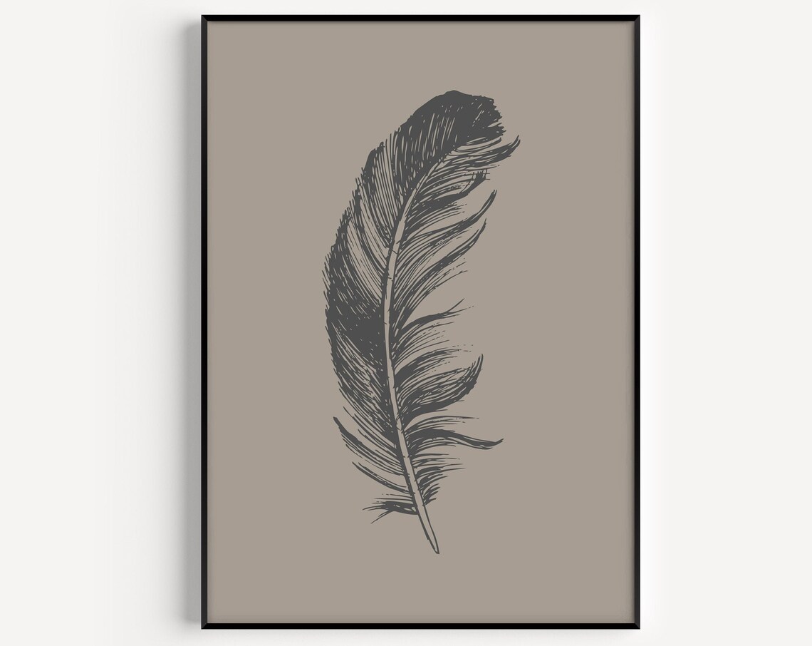 Minimalist Feather Print, Scandinavian Wall Art