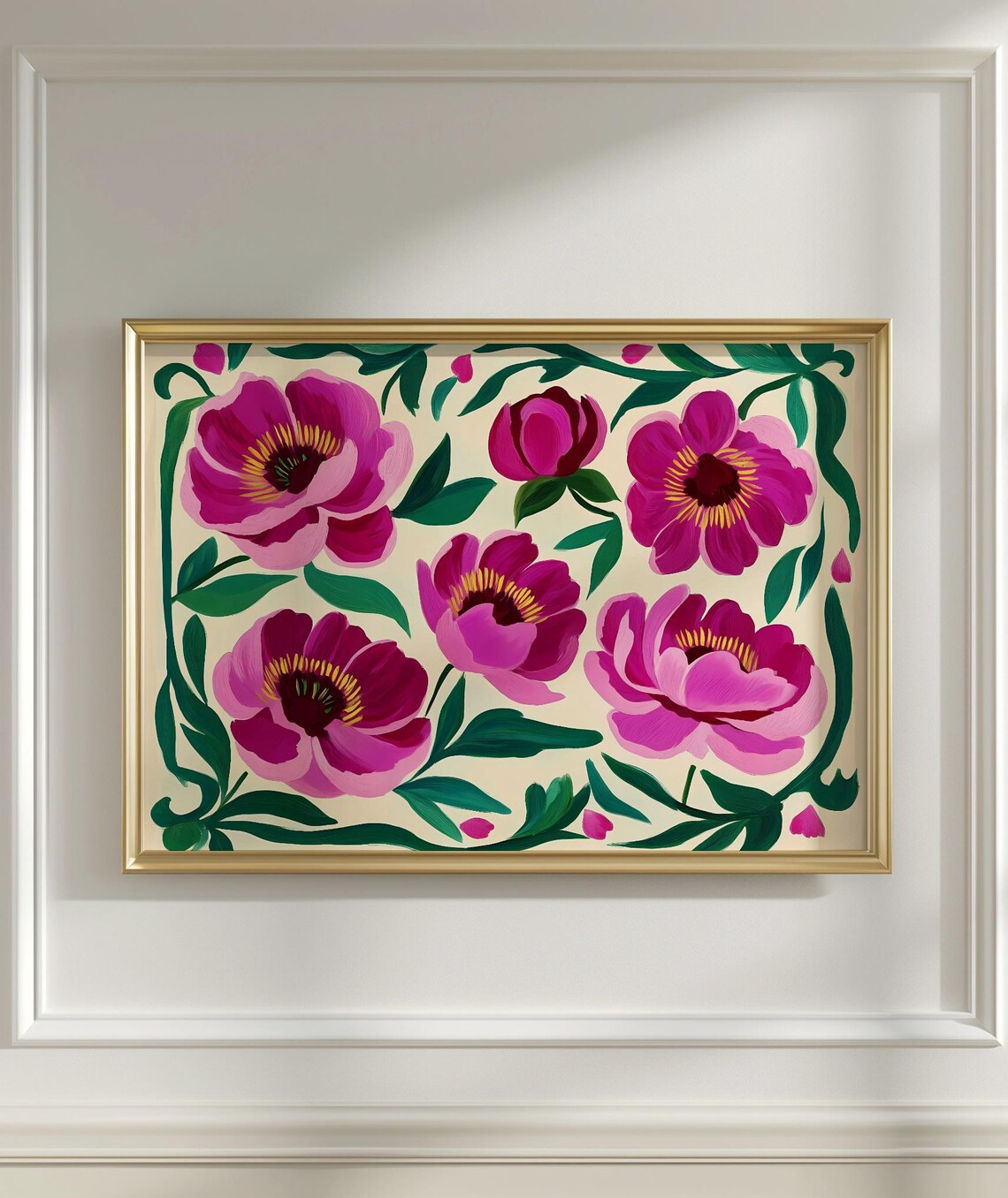 Colorful Peony Print, Modern Abstract Floral Art
