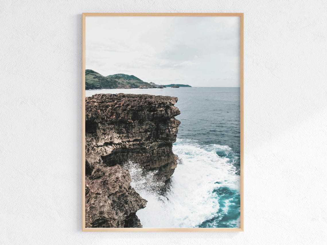 Dramatic Coastal Cliffs With Crashing Ocean Waves Photo Print