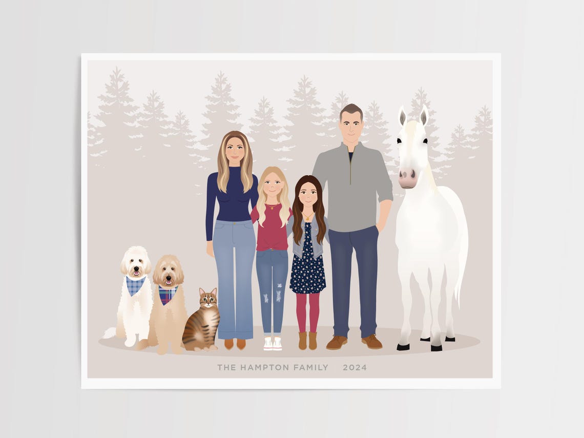 Custom Family Portrait, Additional Pet - Image 3