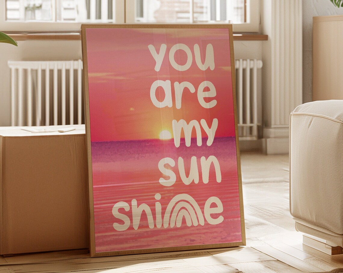 You Are My Sunshine Sunset Ocean Photo Coastal Typography Art Poster