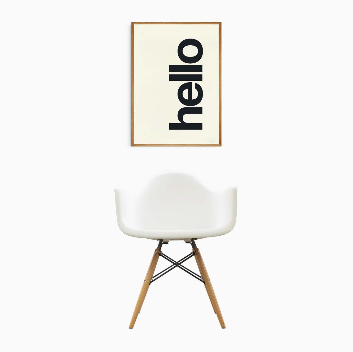 Hello Typography Black Type on Cream Minimalist Bold Type Wall Art - Image 2