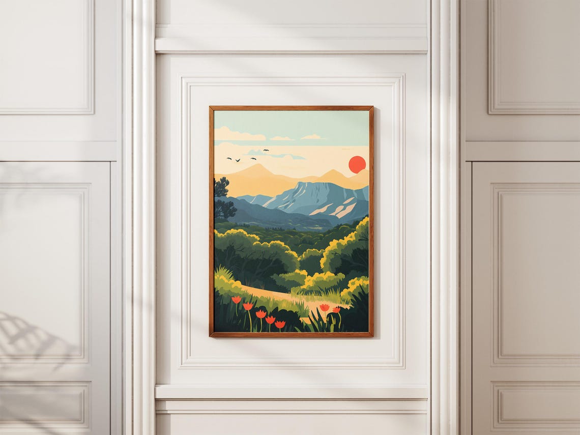 Garajonay National Park Red Sun Cliffs Wildflowers Bloom Poster - Image 2