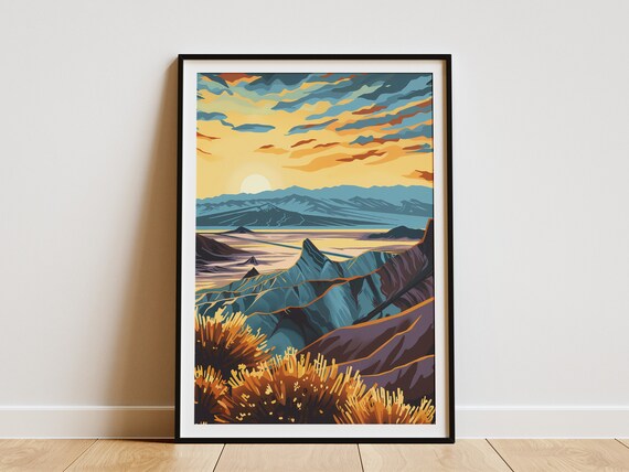 Death Valley National Park Desert Mountains Sunset Landscape Poster