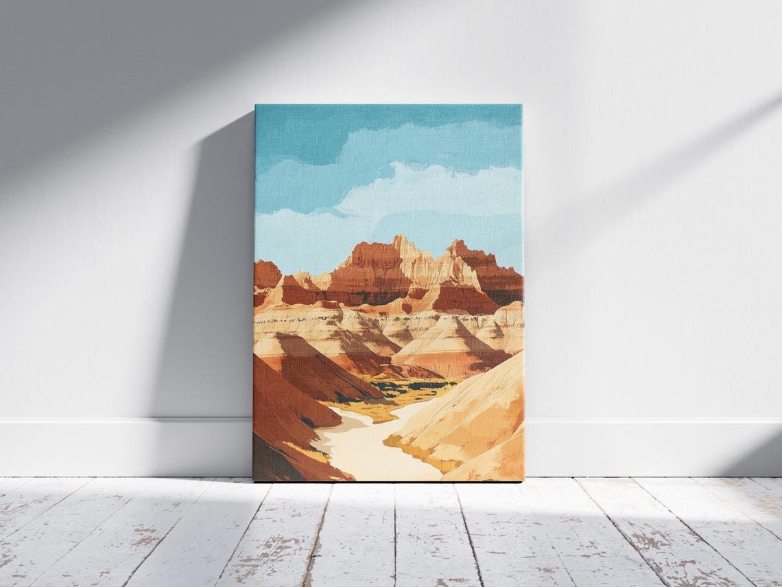 Badlands Red Rock Spires in Warm Desert Landscape Art Poster - Image 2