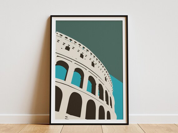 Minimalist Colosseum Print Rome Italy Architecture Wall Art Modern Abstract Roman Landmark Poster Geometric Building Illustration Italian
