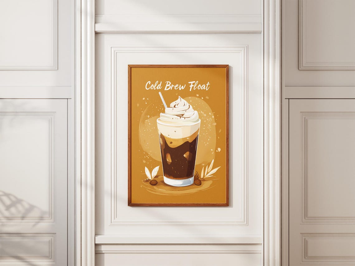Cold Brew Float Iced Coffee Summer Beverage Illustration Poster - Image 2