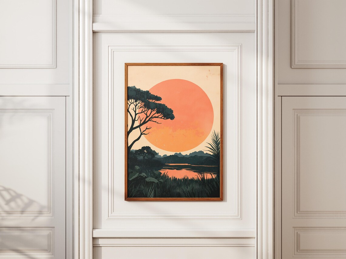 iSimangaliso Wetland Park Sunset Giant Sun South Africa Poster - Image 2