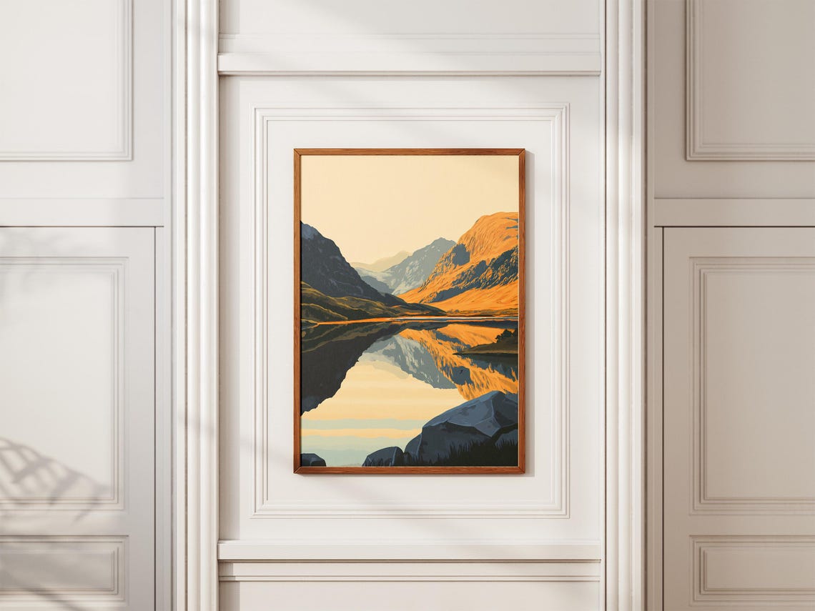 Snowdonia National Park Wales Uk Landscape Poster Print Modern Mountain Lake Nature Art Travel Poster Home Decor Wall Art Print - Image 2
