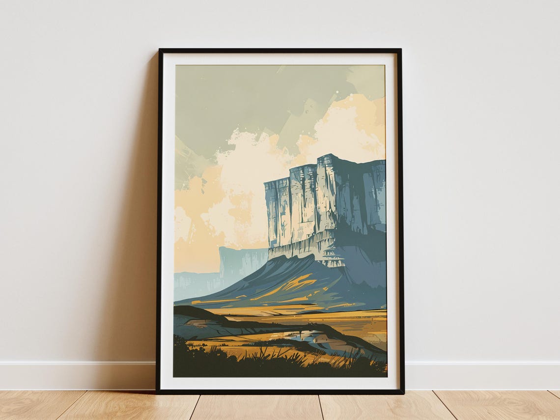 Mesa Butte Desert Cliffs Golden Hour Vintage Landscape Poster