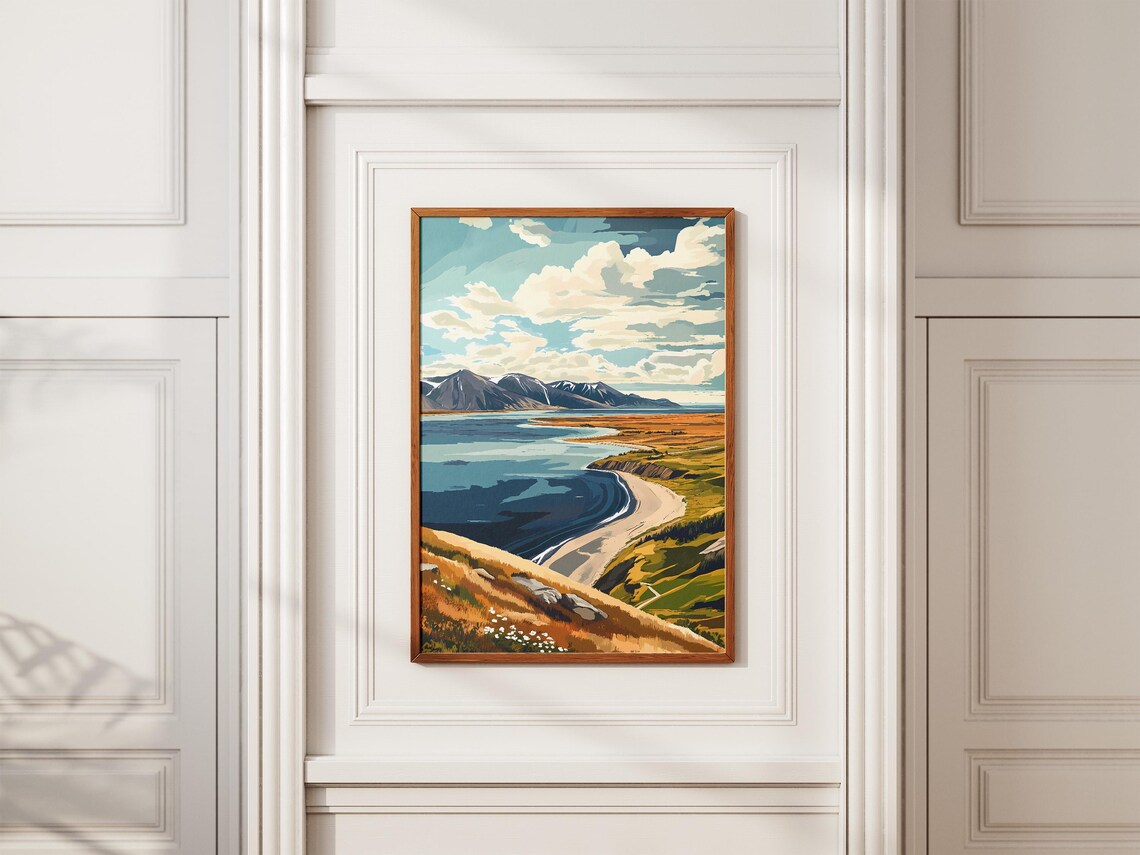 Wrangel Island Arctic Bay Aerial Coast Mountain Vista Poster - Image 2