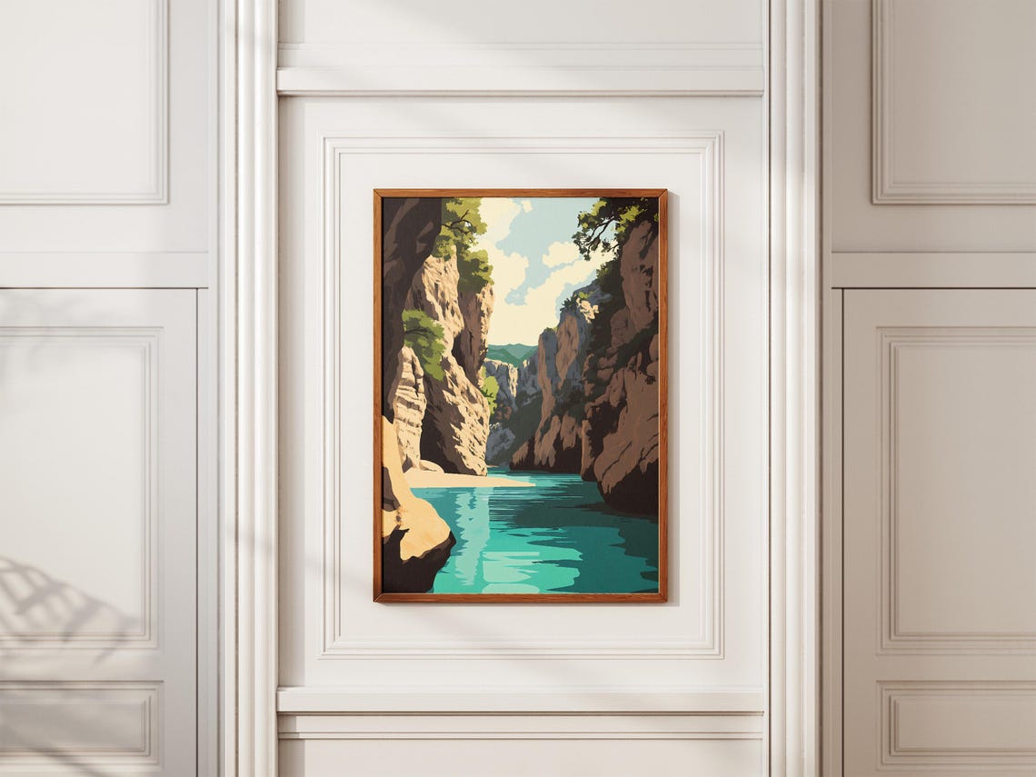 Samaria Gorge Crete Rocky Canyon Turquoise River Trail Poster - Image 2