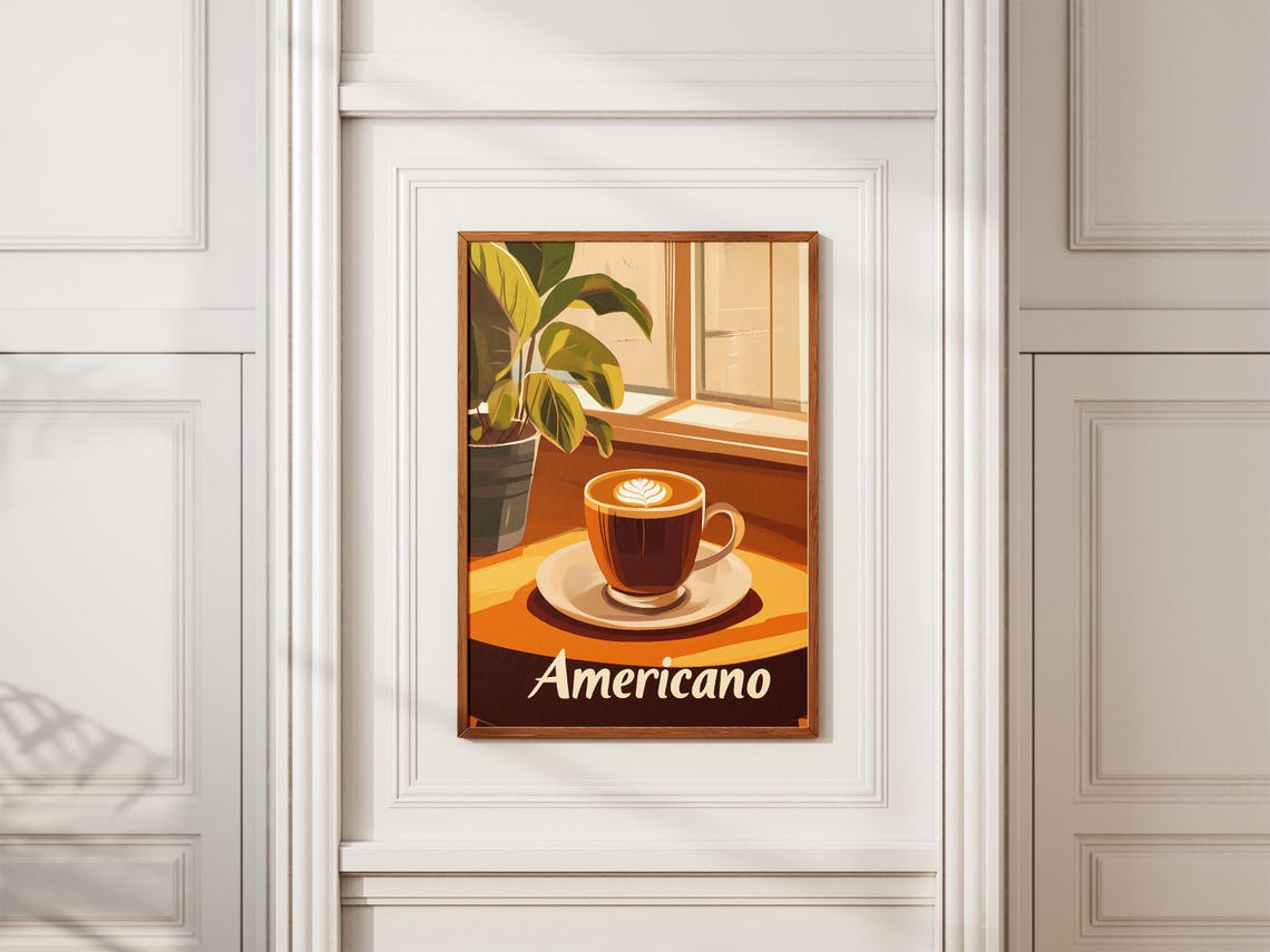 Americano Latte Art Cup Sunny Window Warm Cafe Morning Poster - Image 2