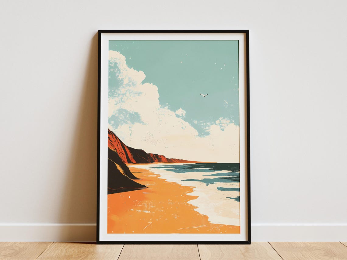 Namibia Skeleton Coast Orange Dune Beach Ocean Travel Poster