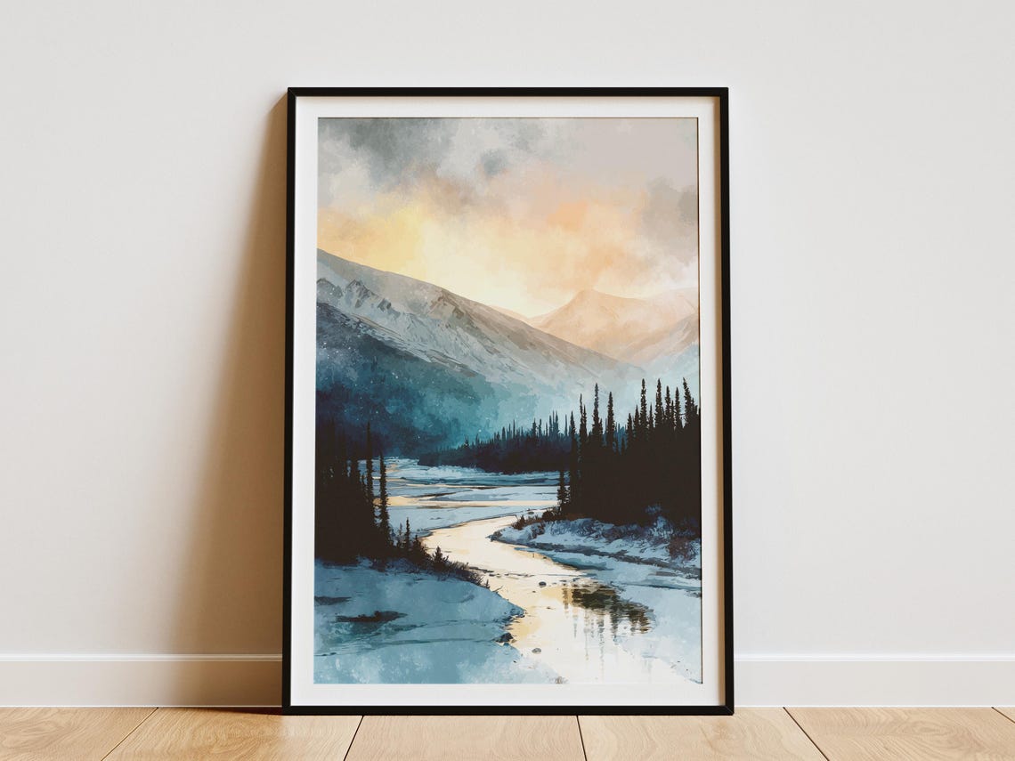 Gates of the Arctic National Park Winter River Spruce Scene Poster