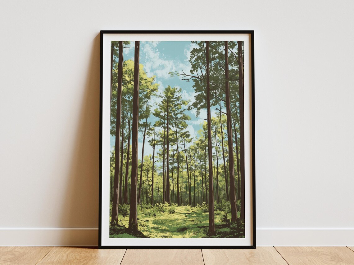 Arkansas Ozark National Forest Tall Pine Vintage Travel Art Poster