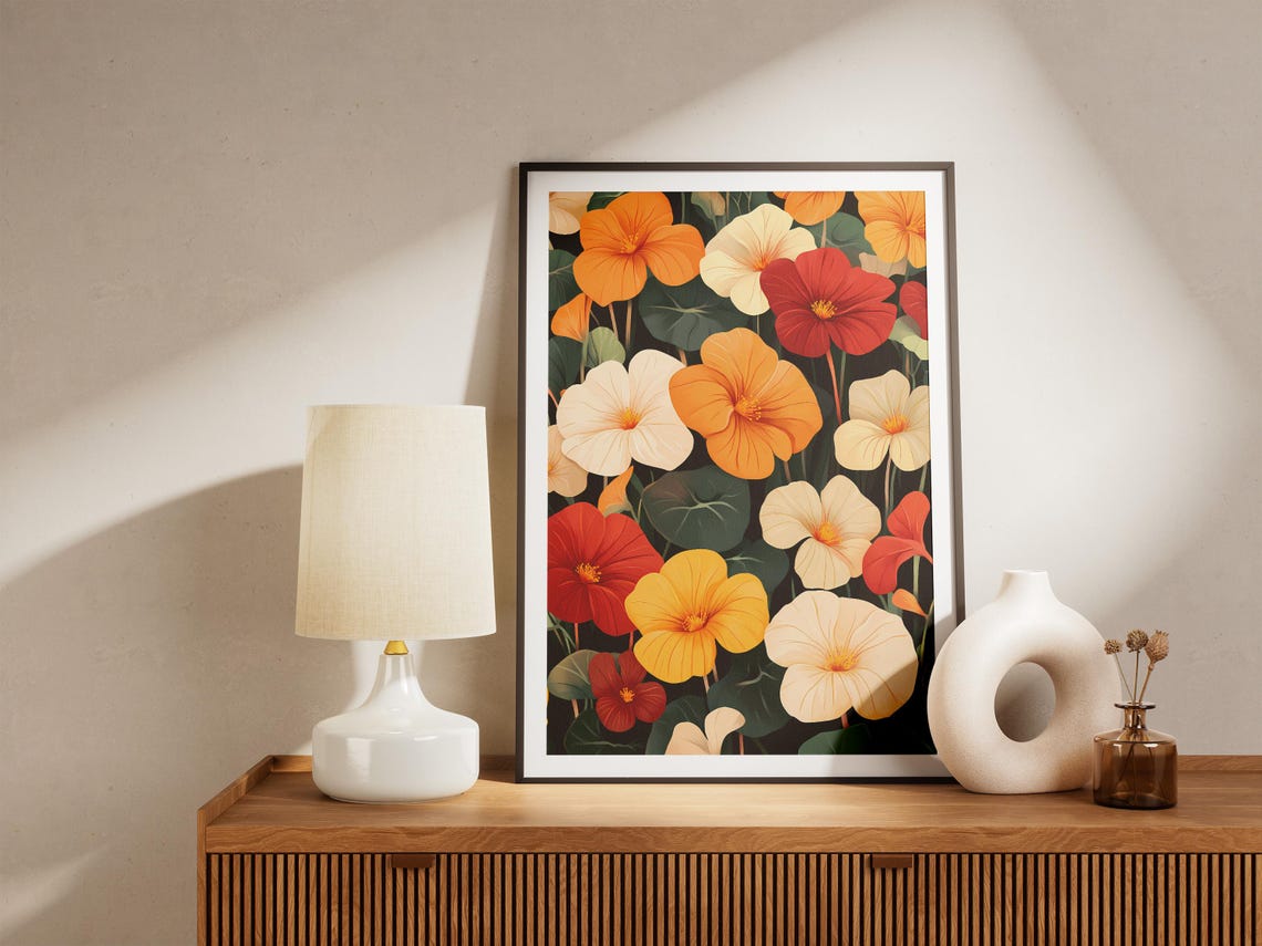 Nasturtium Blooms Colorful Dense Garden Tapestry Floral Poster - Image 5