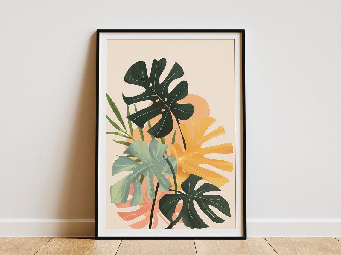 Tropical Leaf Poster, Modern Minimalist Boho Art Print