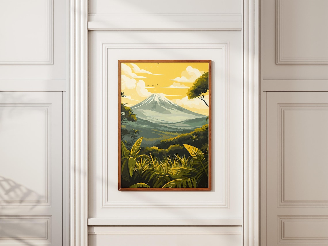 Virunga National Park Congo Africa Poster Tropical Landscape Print African Safari Art Vintage Travel Poster Nature Wall Art Jungle Mountain - Image 2